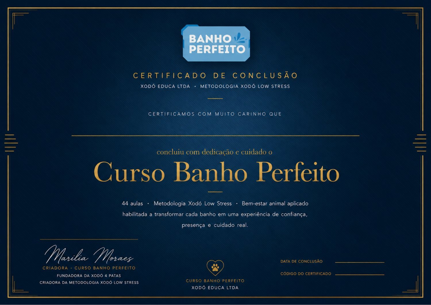 Certificado Xodó Low Stress
